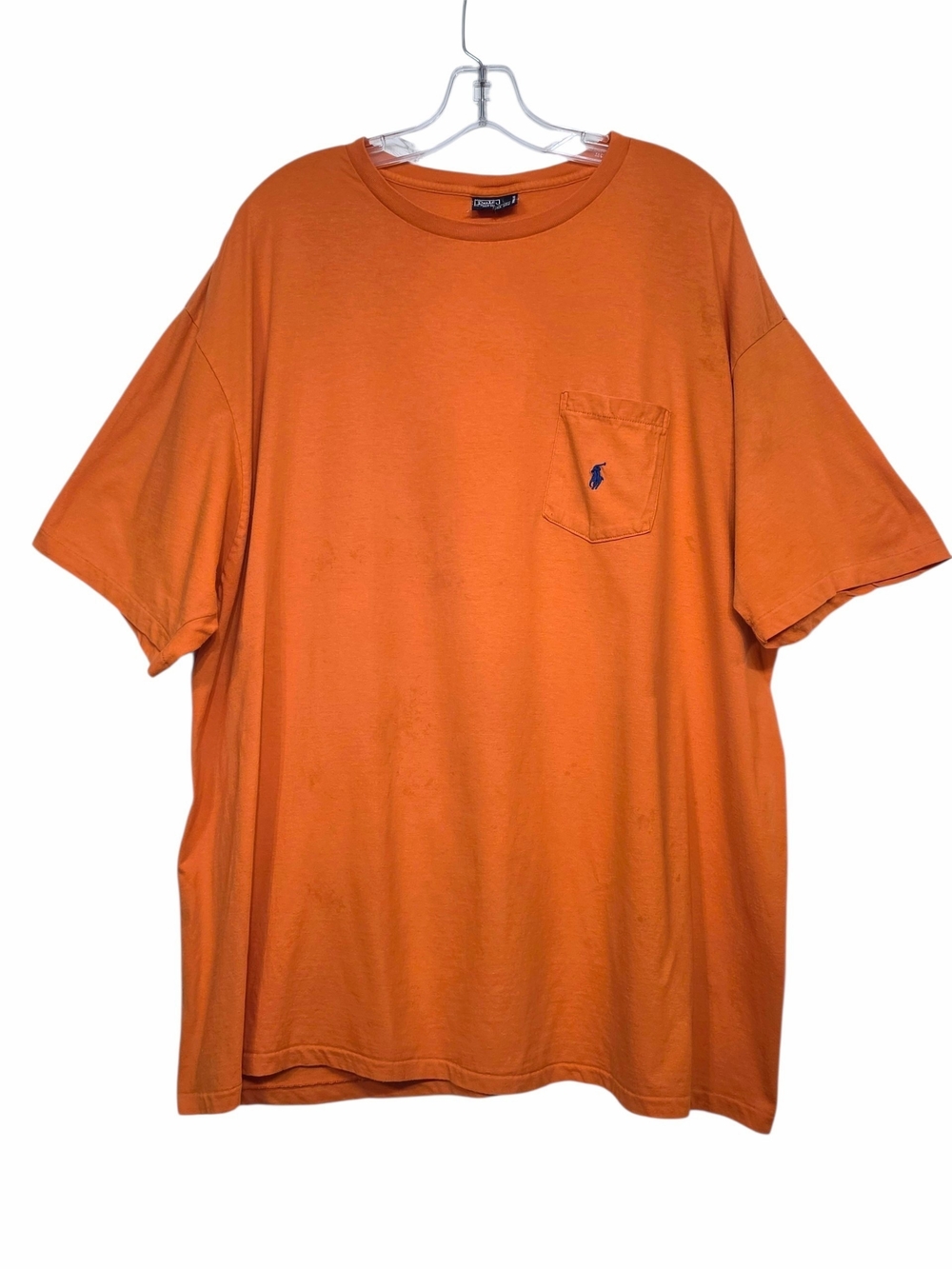 Vintage 90s Polo Ralph Lauren XXL Orange Single Stitch Pocket T-Shirt